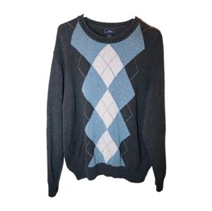 Vintage 90s Knit Argyle Pullover Sweater Men's XL Preppy Grandpa